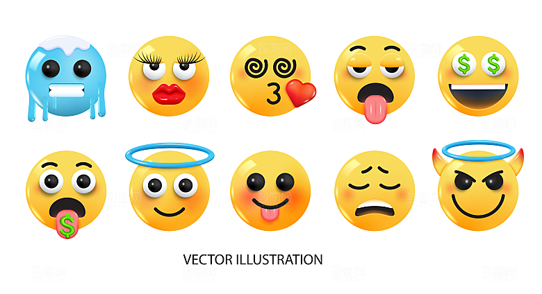 可爱卡通趣味3D立体emoji头像素材