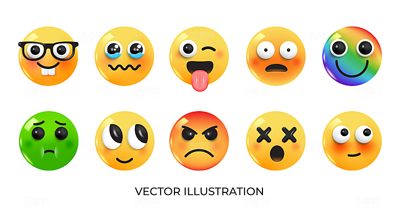 可爱卡通趣味3D立体emoji头像素材