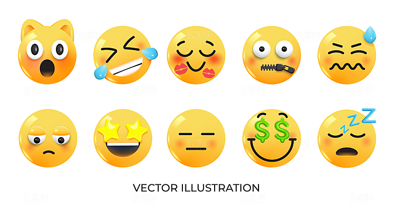 可爱卡通趣味3D立体emoji头像素材