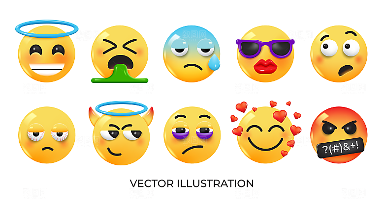 可爱卡通趣味3D立体emoji头像素材