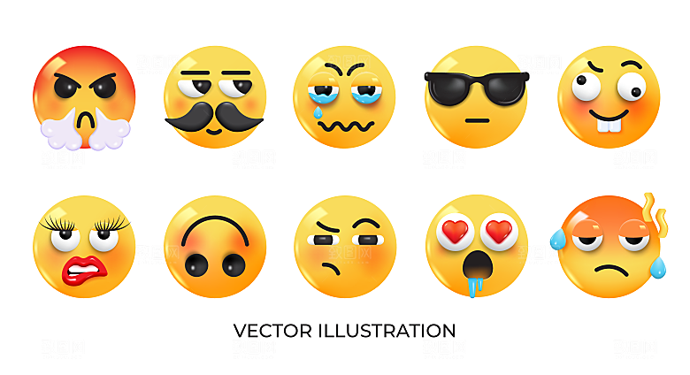 可爱卡通趣味3D立体emoji头像素材