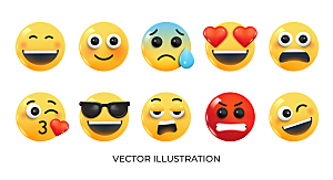 可爱卡通趣味3D立体emoji头像素材