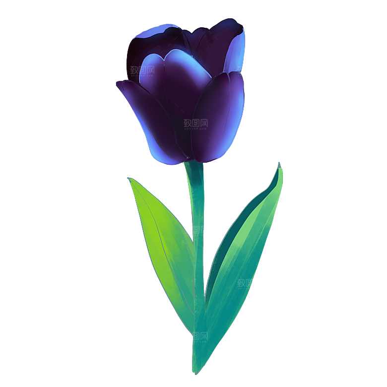 卡通手绘郁金香花朵花卉背景PNG免抠
