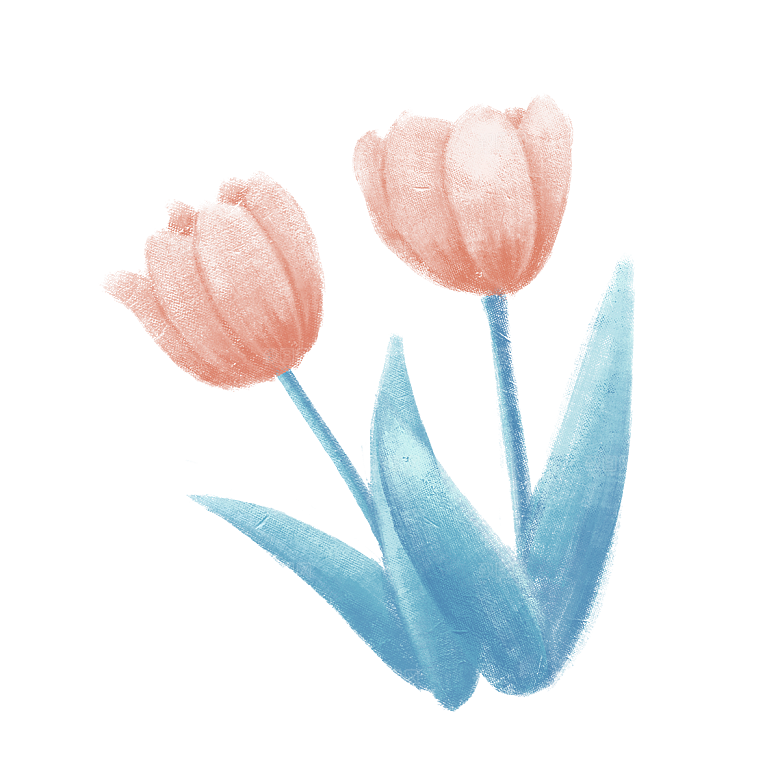 卡通手绘郁金香花朵花卉背景PNG免抠