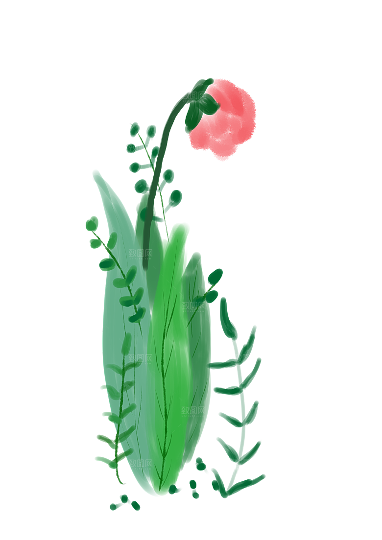 卡通手绘郁金香花朵花卉背景PNG免抠元素
