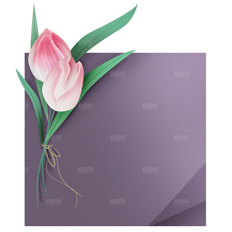 卡通手绘郁金香花朵花卉背景PNG免抠元素