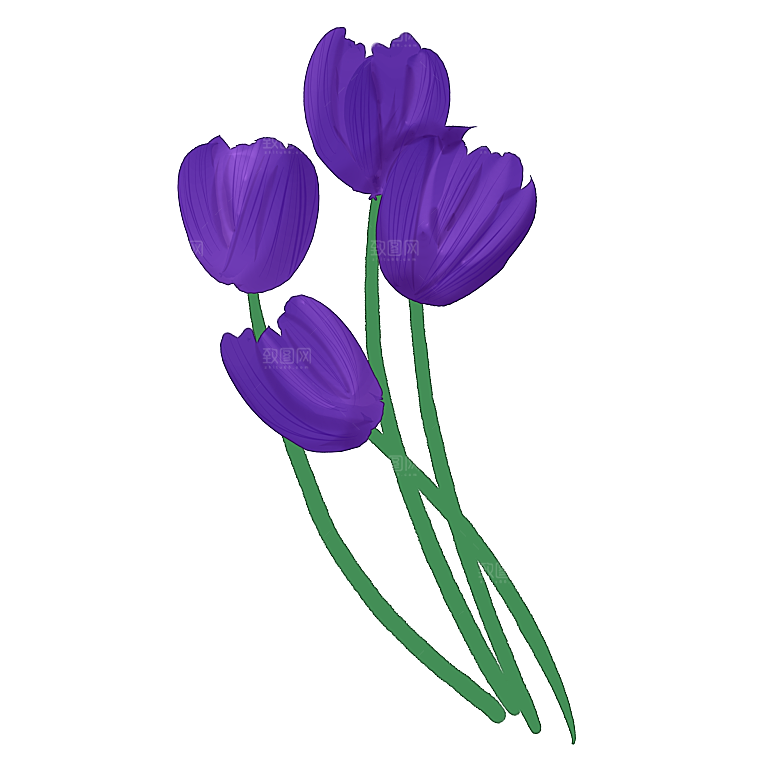 卡通手绘郁金香花朵花卉背景PNG免抠元素