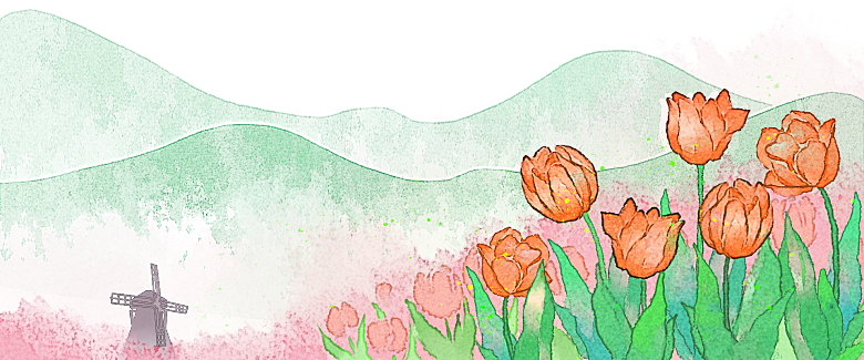卡通手绘郁金香花朵花卉背景PNG免抠元素