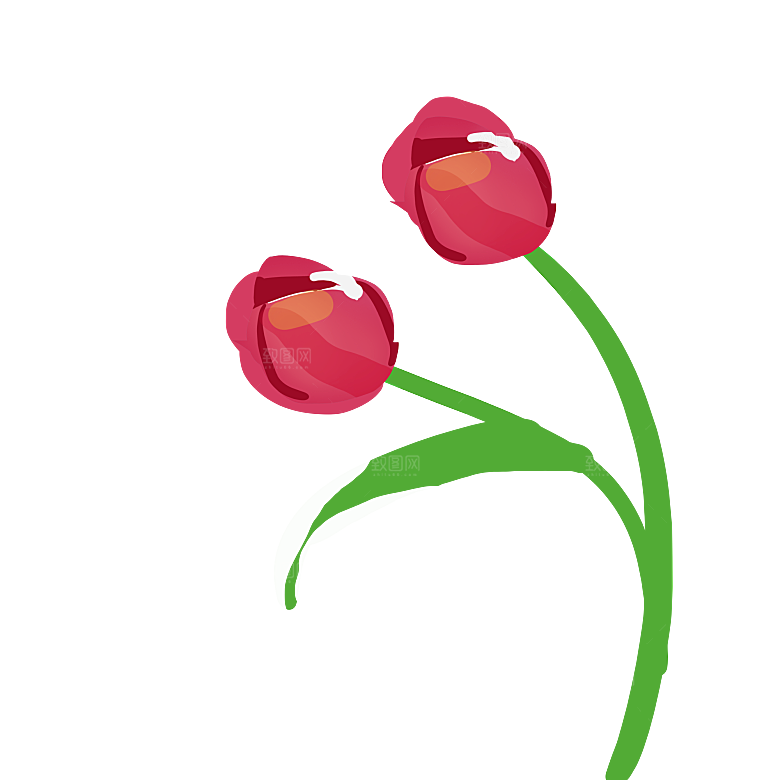 卡通手绘郁金香花朵花卉背景PNG免抠元素