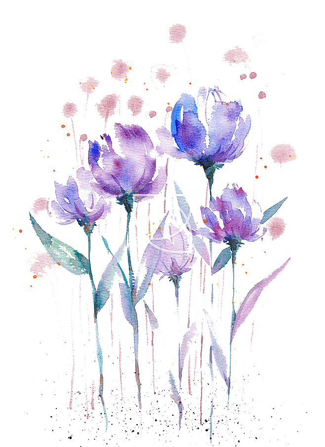 卡通手绘郁金香花朵花卉背景PNG免抠元素