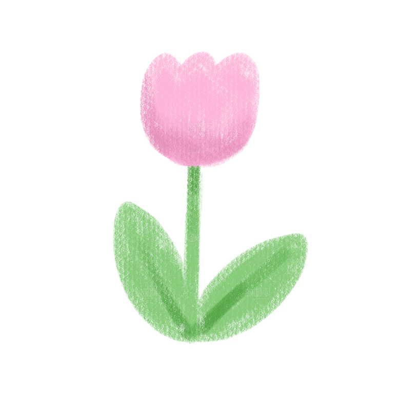 卡通手绘郁金香花朵花卉背景PNG免抠素材