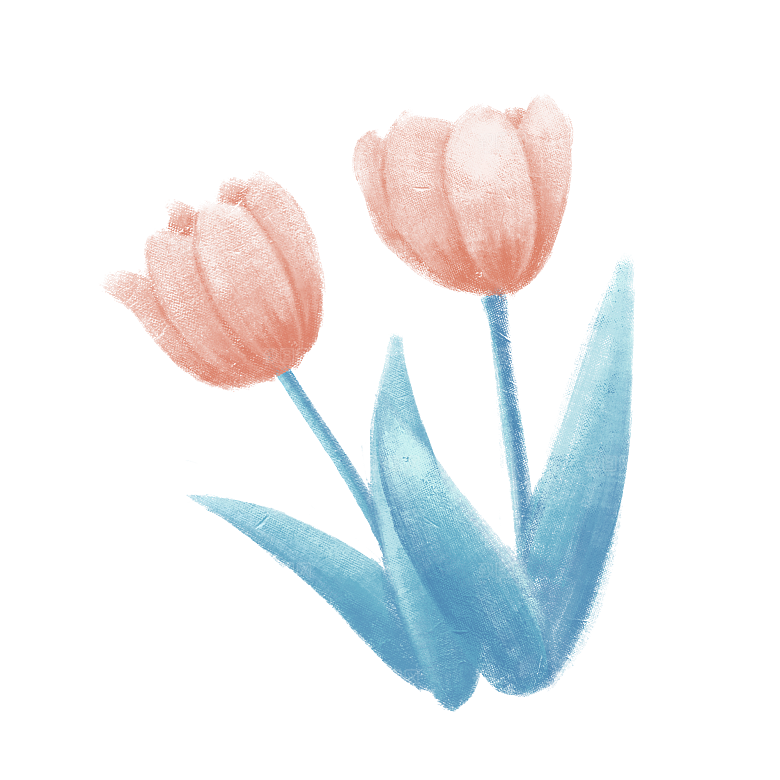 卡通手绘郁金香花朵花卉背景PNG免抠