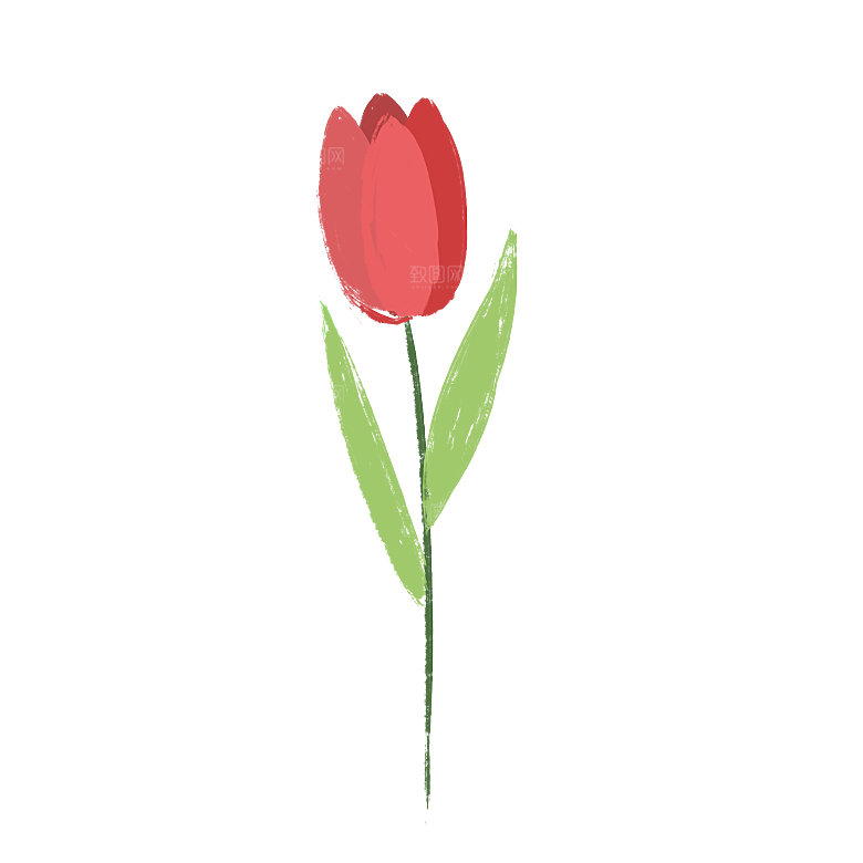 卡通手绘郁金香花朵花卉背景PNG免抠