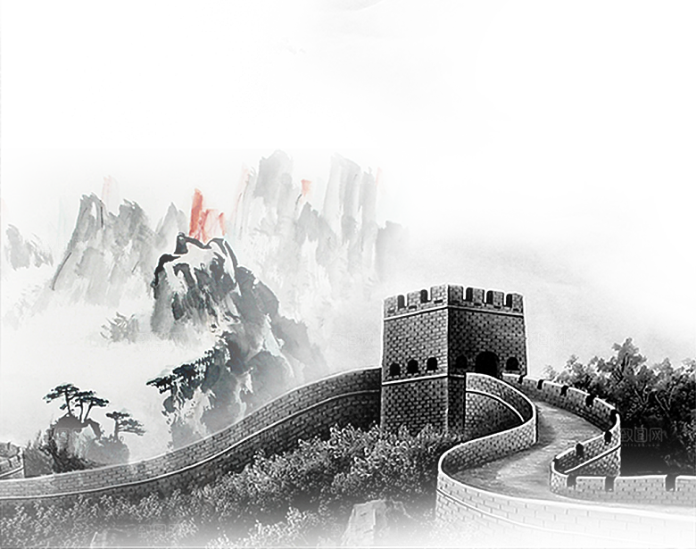 卡通长城剪影山海嘉峪关插图PNG免抠素材