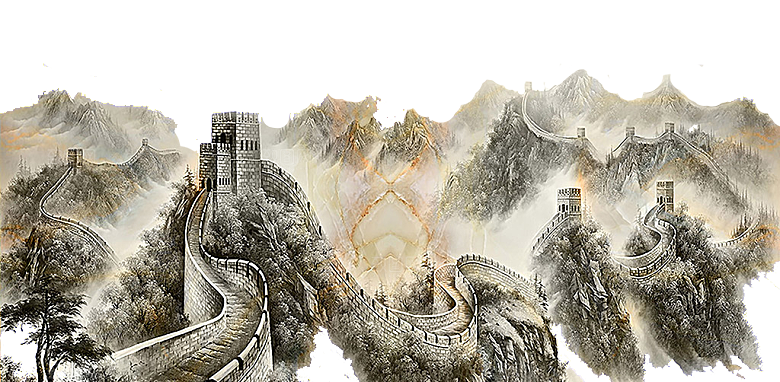 卡通长城剪影山海嘉峪关插图PNG免抠素材