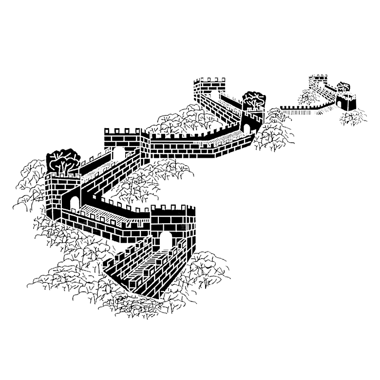 卡通长城剪影山海嘉峪关插图PNG免抠