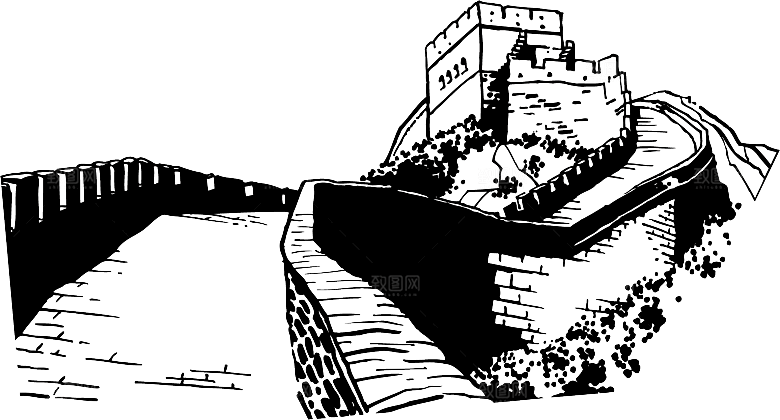 卡通长城剪影山海嘉峪关插图PNG免抠