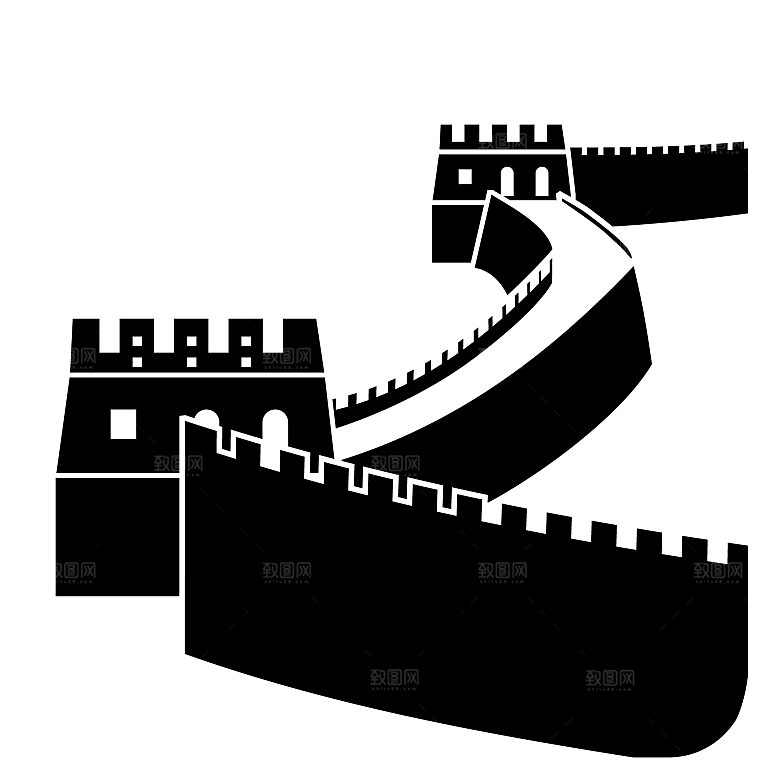 卡通长城剪影山海嘉峪关插图PNG免抠