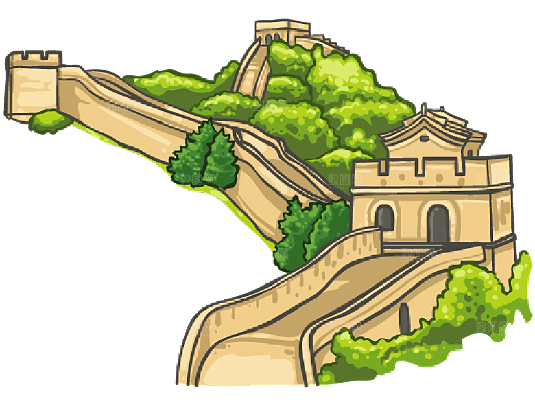 卡通长城剪影山海嘉峪关插图PNG免抠素材