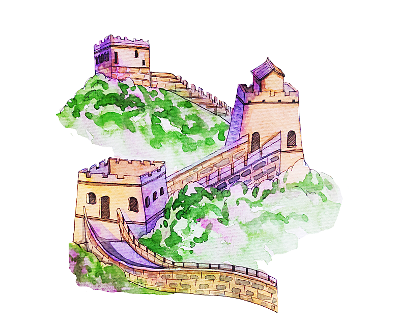 卡通长城剪影山海嘉峪关插图PNG免抠