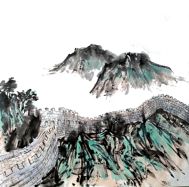 卡通长城剪影山海嘉峪关插图PNG免抠