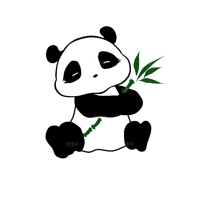 中国风黑色水墨山水竹子竹叶PNG水墨素材