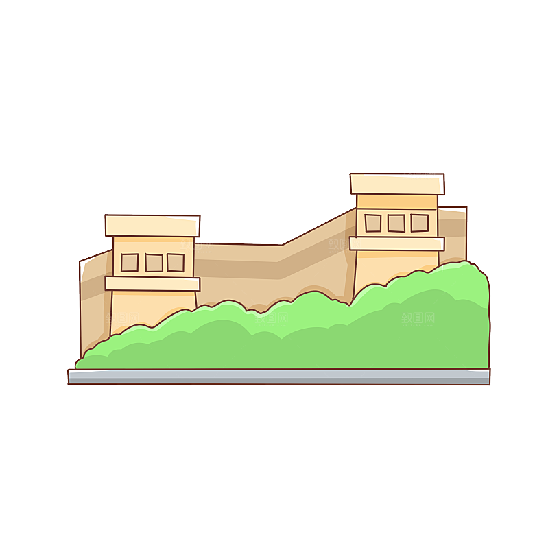 卡通长城剪影山海嘉峪关插图PNG免抠素材