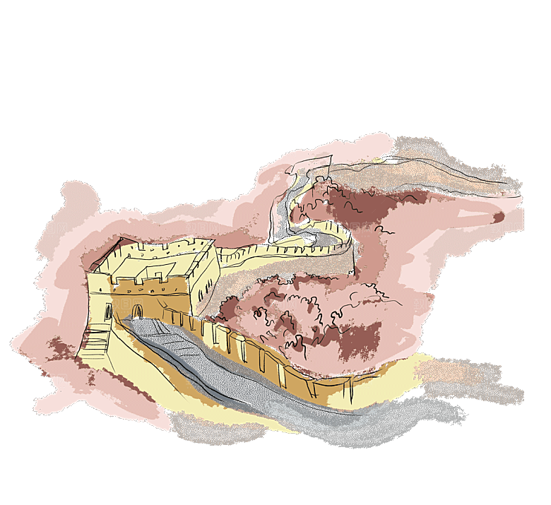卡通长城剪影山海嘉峪关插图PNG免抠