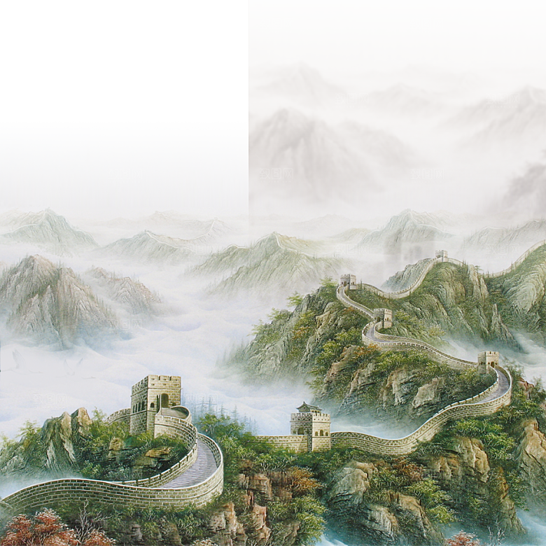 卡通长城剪影山海嘉峪关插图PNG免抠