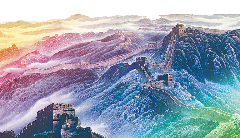 卡通长城剪影山海嘉峪关插图PNG免抠