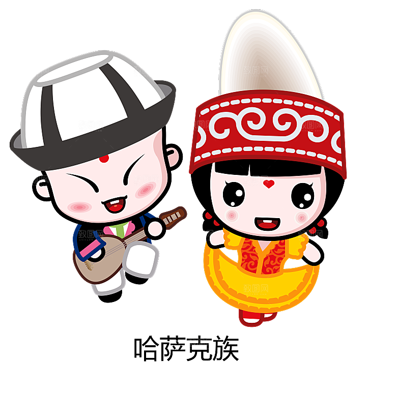 卡通56个民族传统人物服饰PNG素材