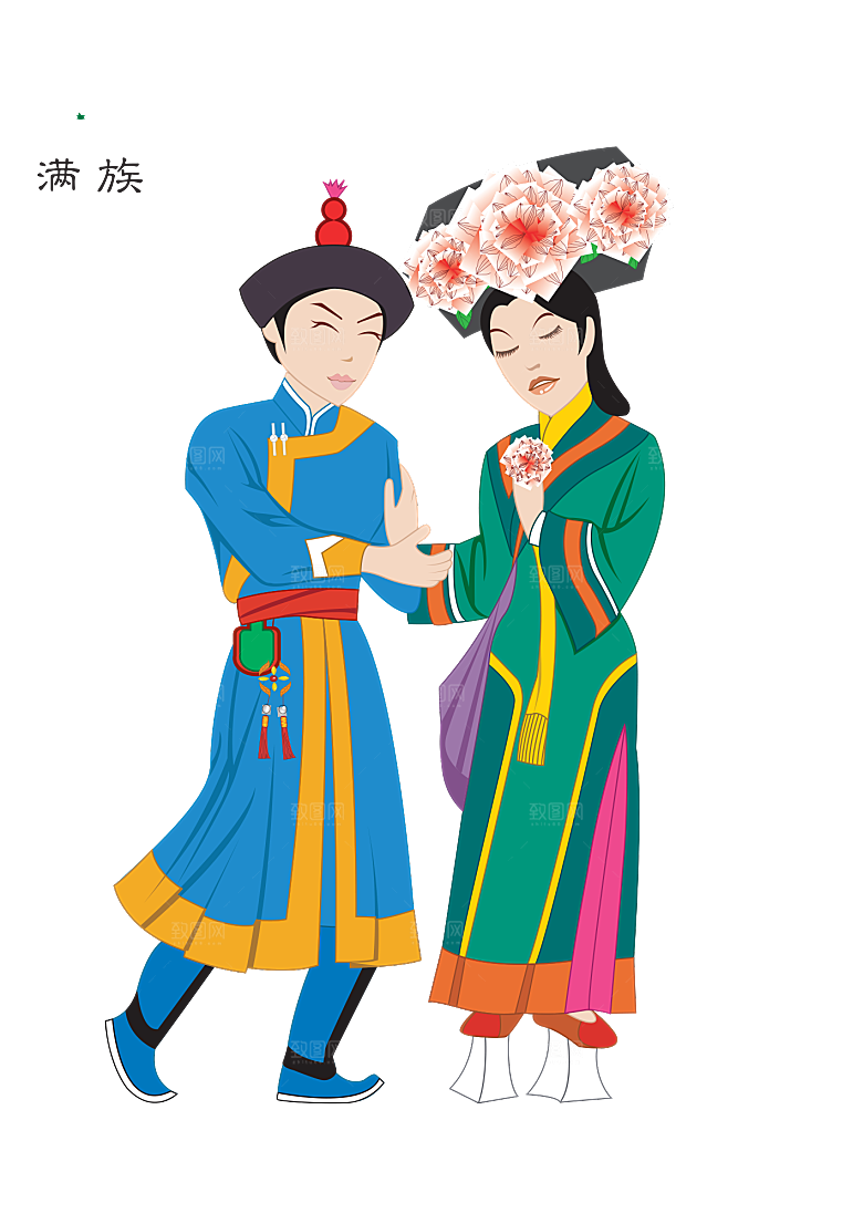 卡通56个民族传统人物服饰PNG素材