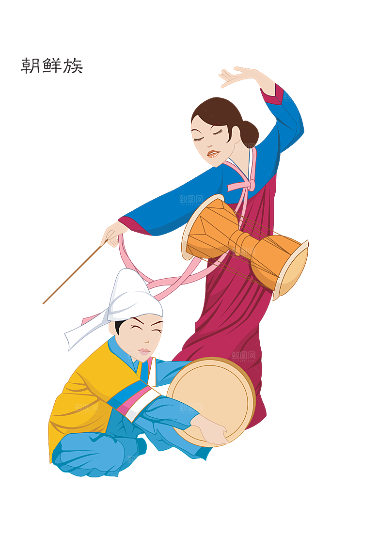 卡通56个民族传统人物服饰PNG素材