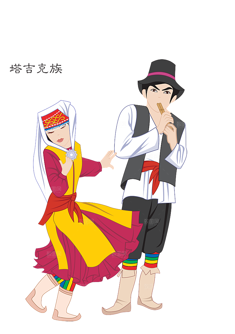 卡通56个民族传统人物服饰PNG素材
