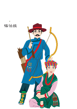 卡通56个民族传统人物服饰PNG素材