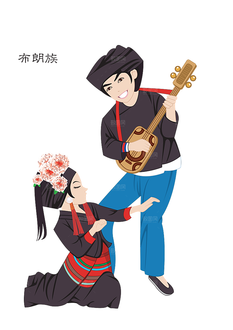 卡通56个民族传统人物服饰PNG素材元素