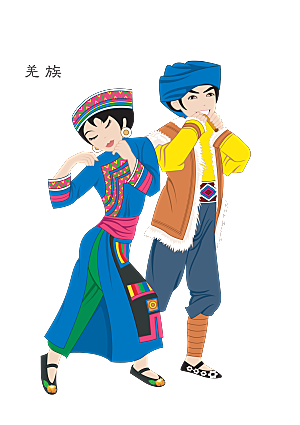 卡通56个民族传统人物服饰PNG素材元素