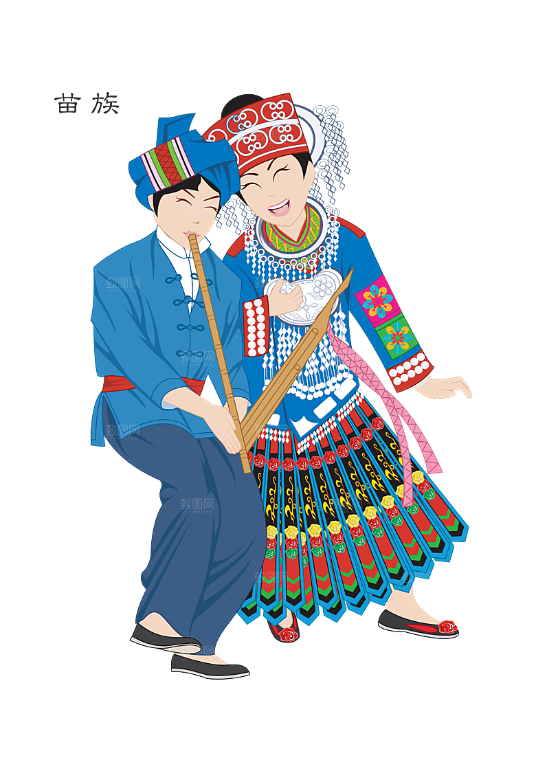 卡通56个民族传统人物服饰PNG素材元素