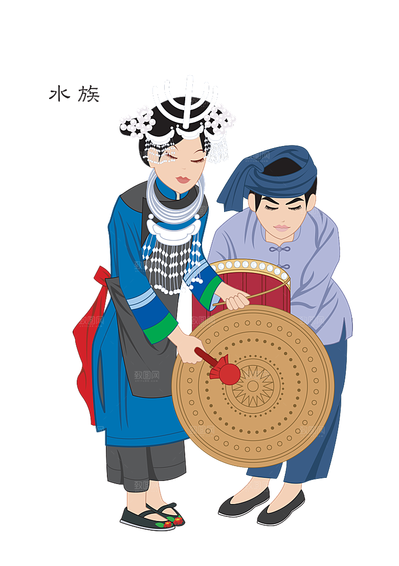 卡通56个民族传统人物服饰PNG素材