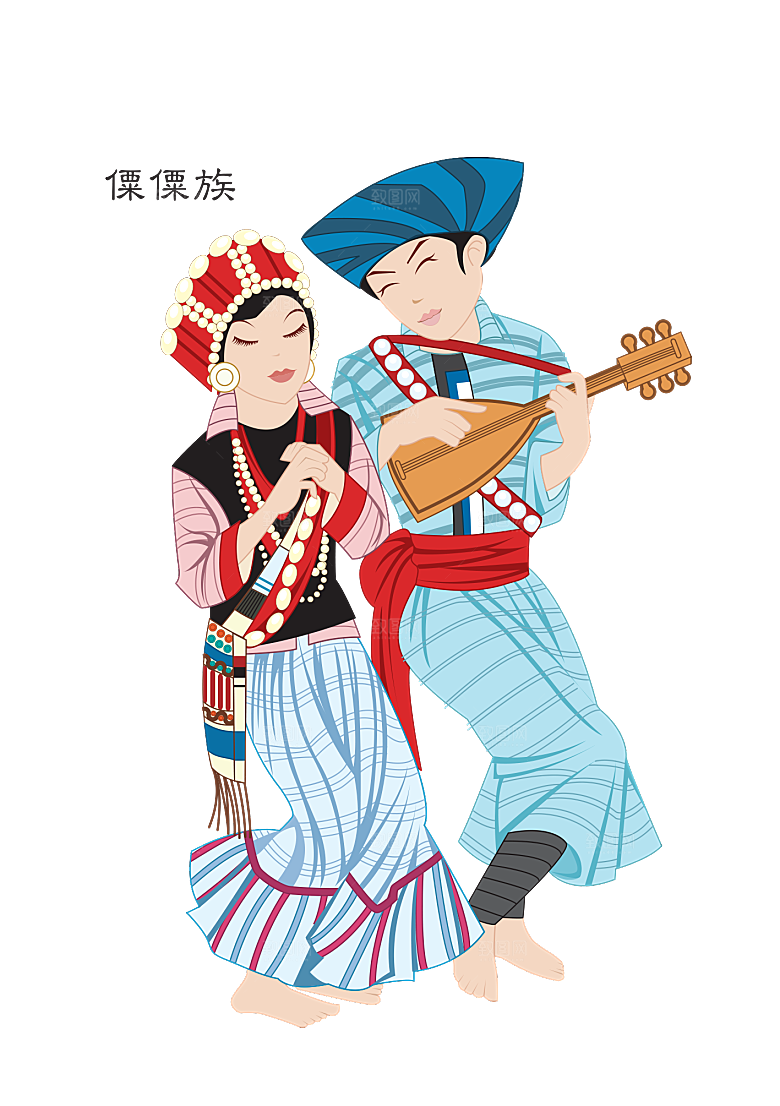 卡通56个民族传统人物服饰PNG素材