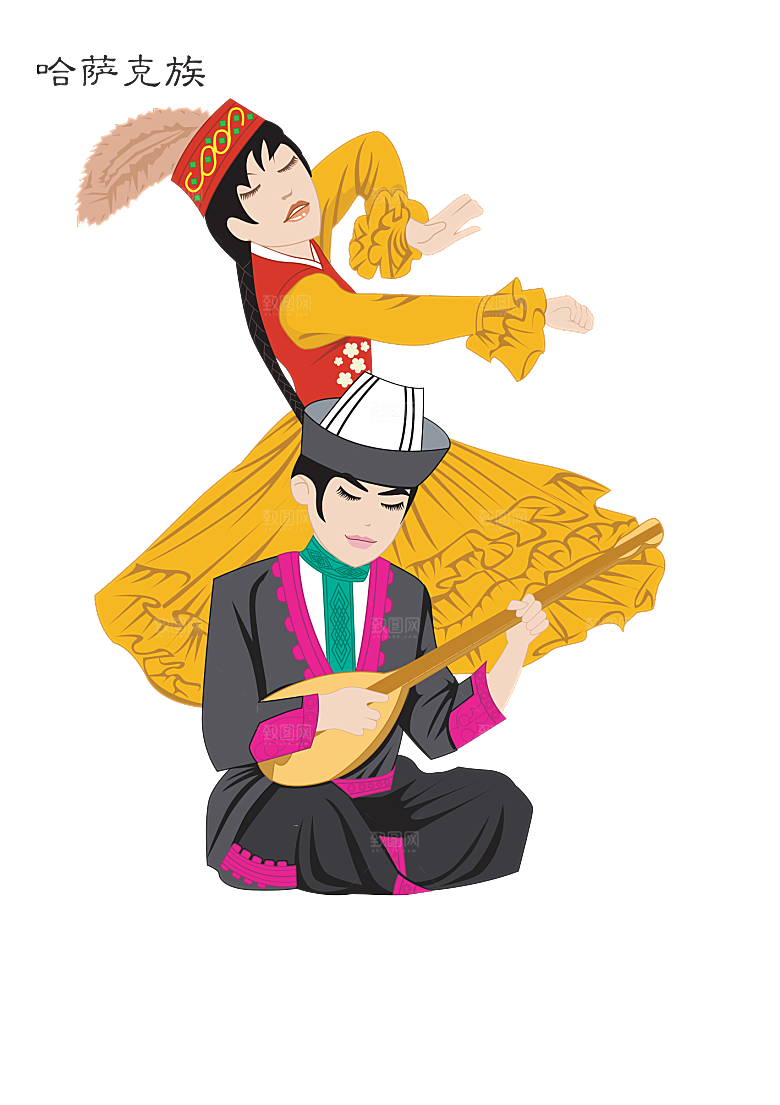 卡通56个民族传统人物服饰PNG素材