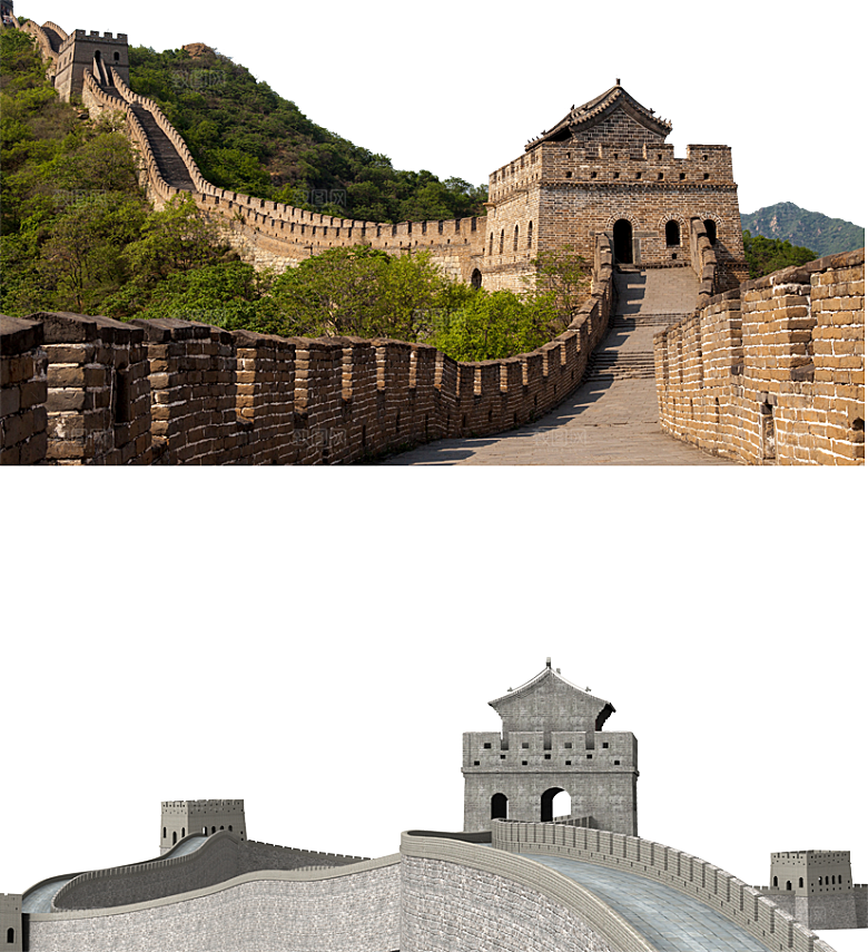 卡通长城剪影山海嘉峪关插图PNG免抠素材