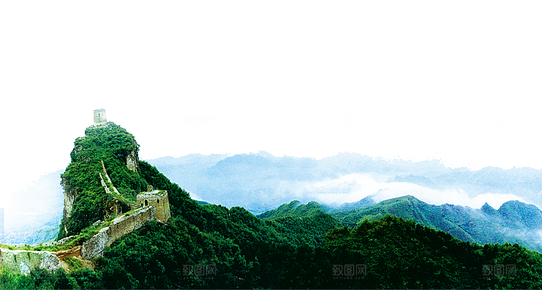 卡通长城剪影山海嘉峪关插图PNG免抠素材