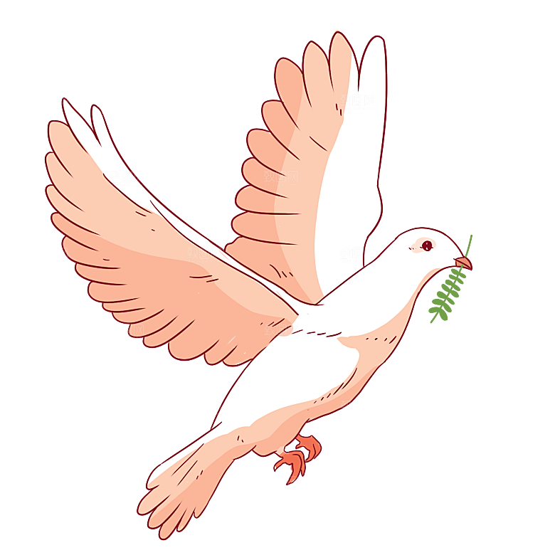 卡通和平信鸽飞翔插图PGN手绘白鸽素材