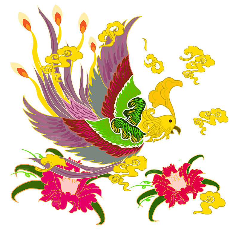 传统神兽青龙白虎凤凰麒麟PNG免抠素材