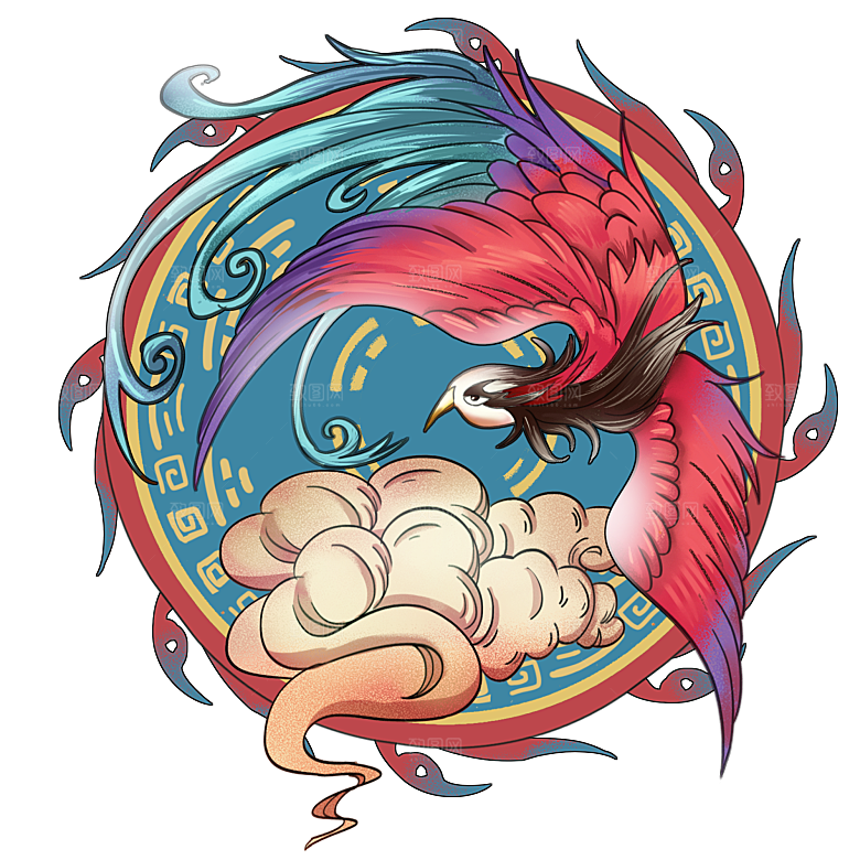传统神兽青龙白虎凤凰麒麟PNG免抠