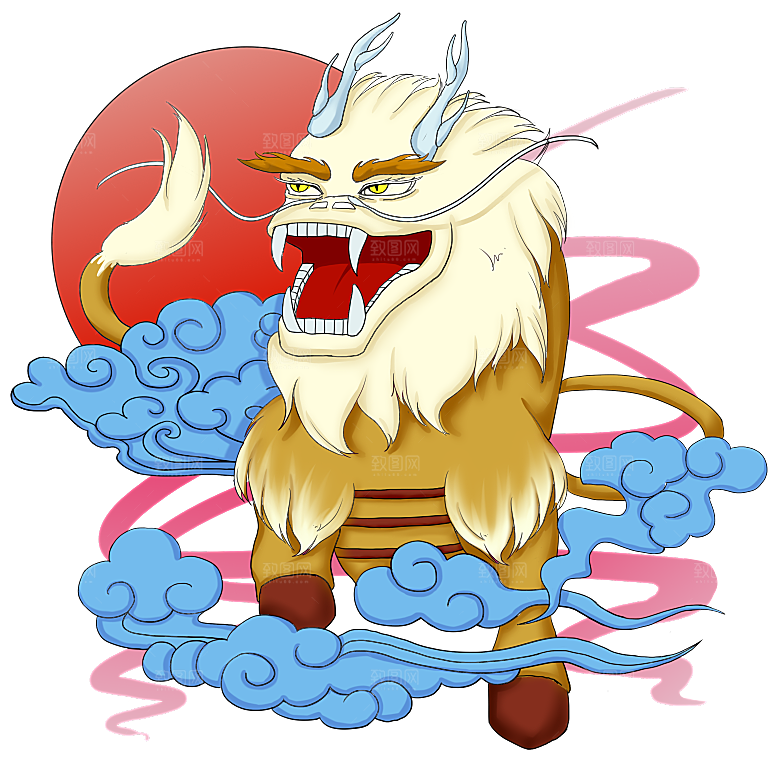 传统神兽青龙白虎凤凰麒麟PNG免抠素材