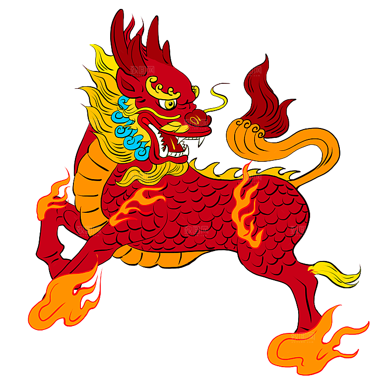 传统神兽青龙白虎凤凰麒麟PNG免抠素材
