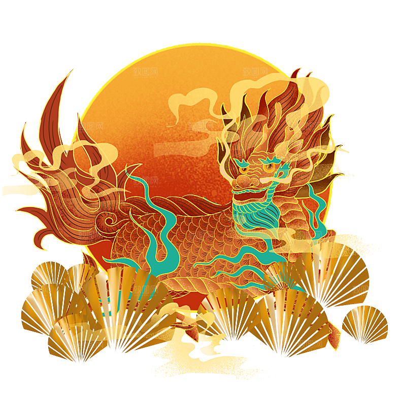 传统神兽青龙白虎凤凰麒麟PNG免抠素材