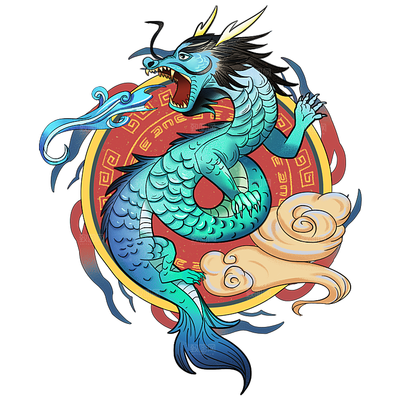 传统神兽青龙白虎凤凰麒麟PNG免抠素材
